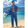 imageCOOFANDY Mens 2 Piece Sets Summer Outfits Short Sleeve Button Down Shirt Loose Pant Sets Beach Vacation OutfitsDenim Blue