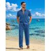 imageCOOFANDY Mens 2 Piece Sets Summer Outfits Short Sleeve Button Down Shirt Loose Pant Sets Beach Vacation OutfitsDenim Blue