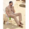 imageCOOFANDY Mens 2 Piece Sets Summer Outfits Short Sleeve Button Down Shirt Loose Pant Sets Beach Vacation OutfitsKhaki