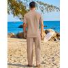 imageCOOFANDY Mens 2 Piece Sets Summer Outfits Short Sleeve Button Down Shirt Loose Pant Sets Beach Vacation OutfitsKhaki