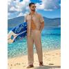 imageCOOFANDY Mens 2 Piece Sets Summer Outfits Short Sleeve Button Down Shirt Loose Pant Sets Beach Vacation OutfitsKhaki
