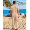 imageCOOFANDY Mens 2 Piece Sets Summer Outfits Short Sleeve Button Down Shirt Loose Pant Sets Beach Vacation OutfitsLight Khaki