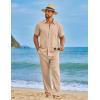 imageCOOFANDY Mens 2 Piece Sets Summer Outfits Short Sleeve Button Down Shirt Loose Pant Sets Beach Vacation OutfitsLight Khaki