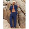 imageCOOFANDY Mens 2 Piece Sets Summer Outfits Short Sleeve Button Down Shirt Loose Pant Sets Beach Vacation OutfitsNavy Blue
