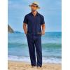 imageCOOFANDY Mens 2 Piece Sets Summer Outfits Short Sleeve Button Down Shirt Loose Pant Sets Beach Vacation OutfitsNavy Blue