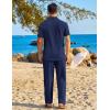 imageCOOFANDY Mens 2 Piece Sets Summer Outfits Short Sleeve Button Down Shirt Loose Pant Sets Beach Vacation OutfitsNavy Blue