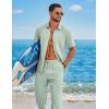 imageCOOFANDY Mens 2 Piece Sets Summer Outfits Short Sleeve Button Down Shirt Loose Pant Sets Beach Vacation OutfitsSage Green