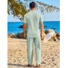 imageCOOFANDY Mens 2 Piece Sets Summer Outfits Short Sleeve Button Down Shirt Loose Pant Sets Beach Vacation OutfitsSage Green