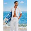 imageCOOFANDY Mens 2 Piece Sets Summer Outfits Short Sleeve Button Down Shirt Loose Pant Sets Beach Vacation OutfitsWhite