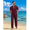 imageCOOFANDY Mens 2 Piece Sets Summer Outfits Short Sleeve Button Down Shirt Loose Pant Sets Beach Vacation OutfitsWine Red
