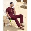 imageCOOFANDY Mens 2 Piece Sets Summer Outfits Short Sleeve Button Down Shirt Loose Pant Sets Beach Vacation OutfitsWine Red
