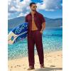 imageCOOFANDY Mens 2 Piece Sets Summer Outfits Short Sleeve Button Down Shirt Loose Pant Sets Beach Vacation OutfitsWine Red