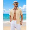 imageCOOFANDY Mens Button Down Shirt Short Sleeve Casual Shirts Summer Beach Wedding Linen Shirt with PocketBeige