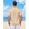 imageCOOFANDY Mens Button Down Shirt Short Sleeve Casual Shirts Summer Beach Wedding Linen Shirt with PocketBeige