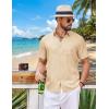 imageCOOFANDY Mens Button Down Shirt Short Sleeve Casual Shirts Summer Beach Wedding Linen Shirt with PocketBeige