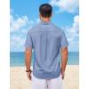 imageCOOFANDY Mens Button Down Shirt Short Sleeve Casual Shirts Summer Beach Wedding Linen Shirt with PocketBlue