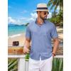 imageCOOFANDY Mens Button Down Shirt Short Sleeve Casual Shirts Summer Beach Wedding Linen Shirt with PocketBlue