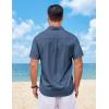 imageCOOFANDY Mens Button Down Shirt Short Sleeve Casual Shirts Summer Beach Wedding Linen Shirt with PocketDark Blue