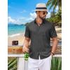 imageCOOFANDY Mens Button Down Shirt Short Sleeve Casual Shirts Summer Beach Wedding Linen Shirt with PocketDark Grey