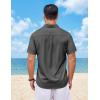 imageCOOFANDY Mens Button Down Shirt Short Sleeve Casual Shirts Summer Beach Wedding Linen Shirt with PocketDark Grey