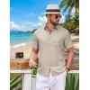 imageCOOFANDY Mens Button Down Shirt Short Sleeve Casual Shirts Summer Beach Wedding Linen Shirt with PocketKhaki