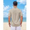 imageCOOFANDY Mens Button Down Shirt Short Sleeve Casual Shirts Summer Beach Wedding Linen Shirt with PocketKhaki