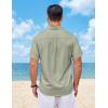 imageCOOFANDY Mens Button Down Shirt Short Sleeve Casual Shirts Summer Beach Wedding Linen Shirt with PocketLight Green