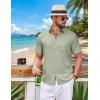 imageCOOFANDY Mens Button Down Shirt Short Sleeve Casual Shirts Summer Beach Wedding Linen Shirt with PocketLight Green