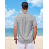imageCOOFANDY Mens Button Down Shirt Short Sleeve Casual Shirts Summer Beach Wedding Linen Shirt with PocketLight Grey
