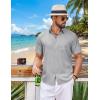 imageCOOFANDY Mens Button Down Shirt Short Sleeve Casual Shirts Summer Beach Wedding Linen Shirt with PocketLight Grey