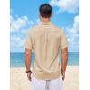 imageCOOFANDY Mens Button Down Shirt Short Sleeve Casual Shirts Summer Beach Wedding Linen Shirt with PocketLight Khaki