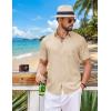 imageCOOFANDY Mens Button Down Shirt Short Sleeve Casual Shirts Summer Beach Wedding Linen Shirt with PocketLight Khaki