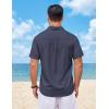 imageCOOFANDY Mens Button Down Shirt Short Sleeve Casual Shirts Summer Beach Wedding Linen Shirt with PocketNavy Blue