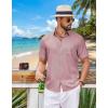 imageCOOFANDY Mens Button Down Shirt Short Sleeve Casual Shirts Summer Beach Wedding Linen Shirt with PocketPink