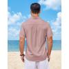 imageCOOFANDY Mens Button Down Shirt Short Sleeve Casual Shirts Summer Beach Wedding Linen Shirt with PocketPink