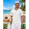 imageCOOFANDY Mens Button Down Shirt Short Sleeve Casual Shirts Summer Beach Wedding Linen Shirt with PocketWhite
