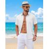 imageCOOFANDY Mens Button Down Shirt Short Sleeve Casual Shirts Summer Beach Wedding Linen Shirt with PocketWhite