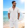 imageCOOFANDY Mens Button Down Shirts Short Sleeve Casual Shirt Cotton Summer Beach Linen Wedding ShirtsAwhite