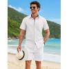imageCOOFANDY Mens Button Down Shirts Short Sleeve Casual Shirt Cotton Summer Beach Linen Wedding ShirtsAwhite
