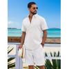 imageCOOFANDY Mens Button Down Shirts Short Sleeve Casual Shirt Cotton Summer Beach Linen Wedding ShirtsAwhite