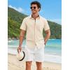 imageCOOFANDY Mens Button Down Shirts Short Sleeve Casual Shirt Cotton Summer Beach Linen Wedding ShirtsBeige