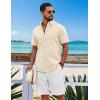 imageCOOFANDY Mens Button Down Shirts Short Sleeve Casual Shirt Cotton Summer Beach Linen Wedding ShirtsBeige