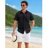 imageCOOFANDY Mens Button Down Shirts Short Sleeve Casual Shirt Cotton Summer Beach Linen Wedding ShirtsBlack