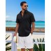 imageCOOFANDY Mens Button Down Shirts Short Sleeve Casual Shirt Cotton Summer Beach Linen Wedding ShirtsBlack