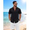 imageCOOFANDY Mens Button Down Shirts Short Sleeve Casual Shirt Cotton Summer Beach Linen Wedding ShirtsBlack