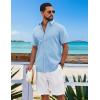 imageCOOFANDY Mens Button Down Shirts Short Sleeve Casual Shirt Cotton Summer Beach Linen Wedding ShirtsClear Blue