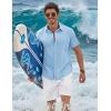 imageCOOFANDY Mens Button Down Shirts Short Sleeve Casual Shirt Cotton Summer Beach Linen Wedding ShirtsClear Blue