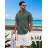 imageCOOFANDY Mens Button Down Shirts Short Sleeve Casual Shirt Cotton Summer Beach Linen Wedding ShirtsDark Green