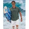 imageCOOFANDY Mens Button Down Shirts Short Sleeve Casual Shirt Cotton Summer Beach Linen Wedding ShirtsDark Green