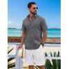 imageCOOFANDY Mens Button Down Shirts Short Sleeve Casual Shirt Cotton Summer Beach Linen Wedding ShirtsDark Grey